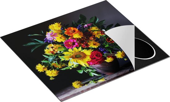 Chefcare Inductie Beschermer Vaas met Verschillende Bloemen - 59x51 cm - Afdekplaat Inductie - Kookplaat Beschermer - Inductie Mat