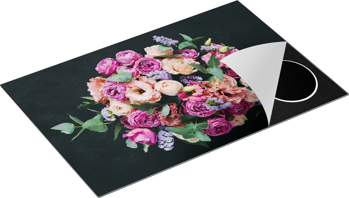 Chefcare Inductie Beschermer Boeket met Verschillende Bloemen - 81x52 cm - Afdekplaat Inductie - Kookplaat Beschermer - Inductie Mat