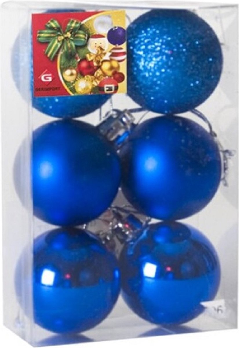 Lot De 20 Boules De Noël Bleu Foncé Pailleté 4cm - Décoration Sapin Plastique Incassable SPRINGOS