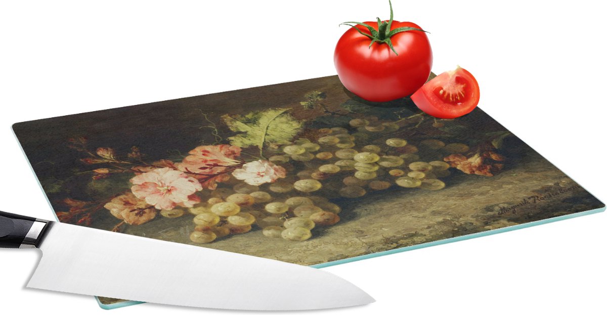 Glazen Snijplank - 28x20 - Fruit - Stilleven met druiven - Oude meesters - Snijplanken Glas