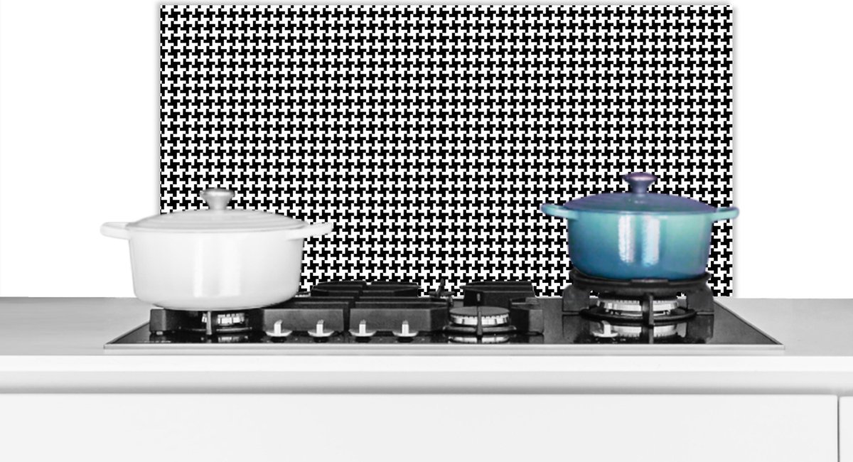 Spatscherm - Spatwand - Patronen - Zwart - Wit - Abstract -Spatwand - Keuken - 80x40 cm