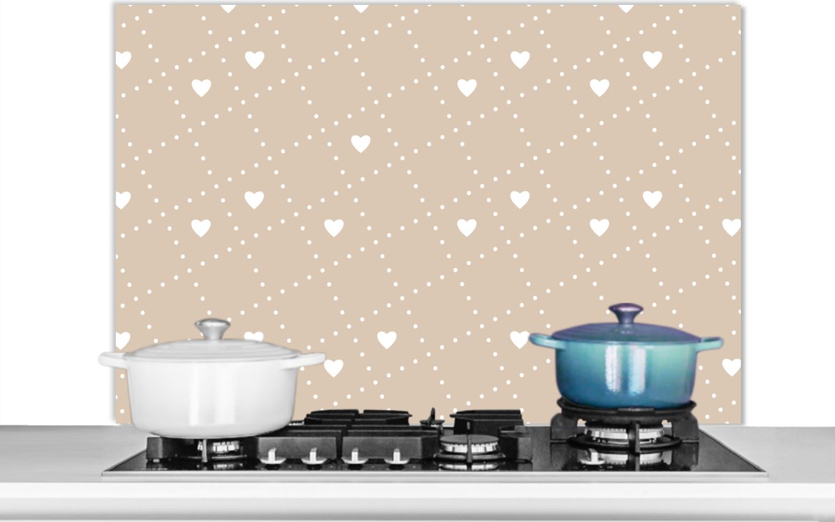 Spatscherm - Patronen - Hart - Stippen - Design - Keuken - 100x65 cm - Achterwand keuken