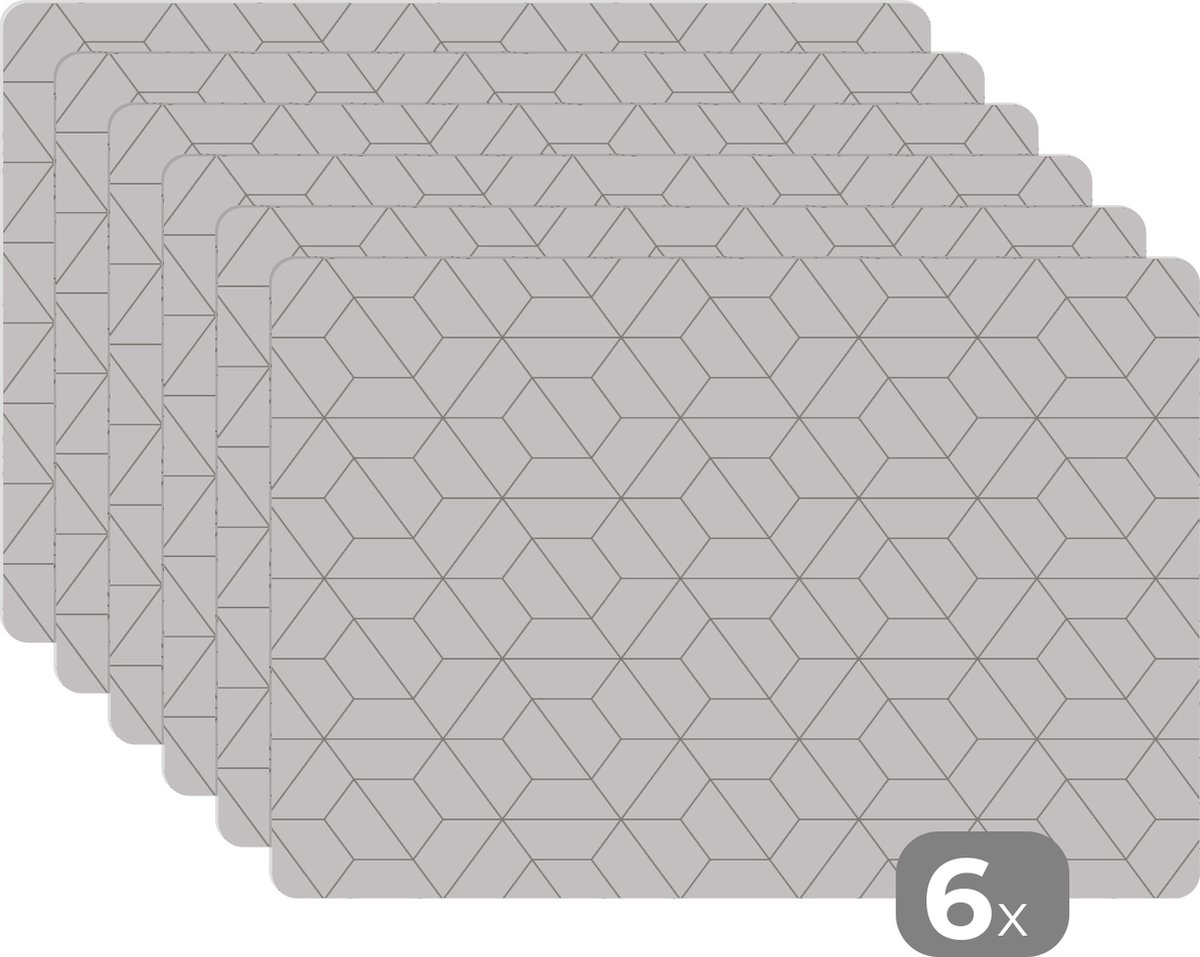 Placemat - Onderleggers placemat - Design - Keuken - Patronen - Zwart - Wit - Geometrie - 45x30 cm - Placemats - 6 stuks