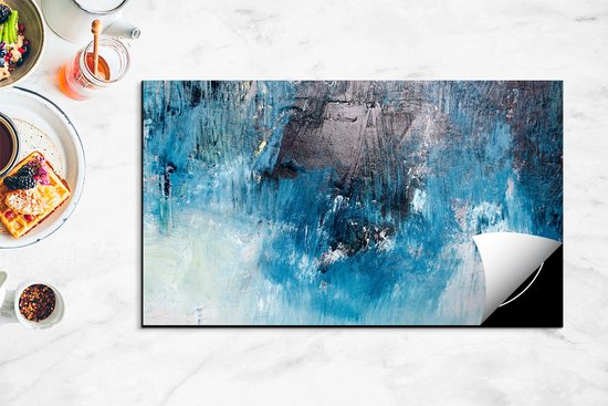 Chefcare Inductie Beschermer Abstracte Kunst - Blauw Zwart - 90x55 cm - Afdekplaat Inductie - Kookplaat Beschermer - Inductie Mat