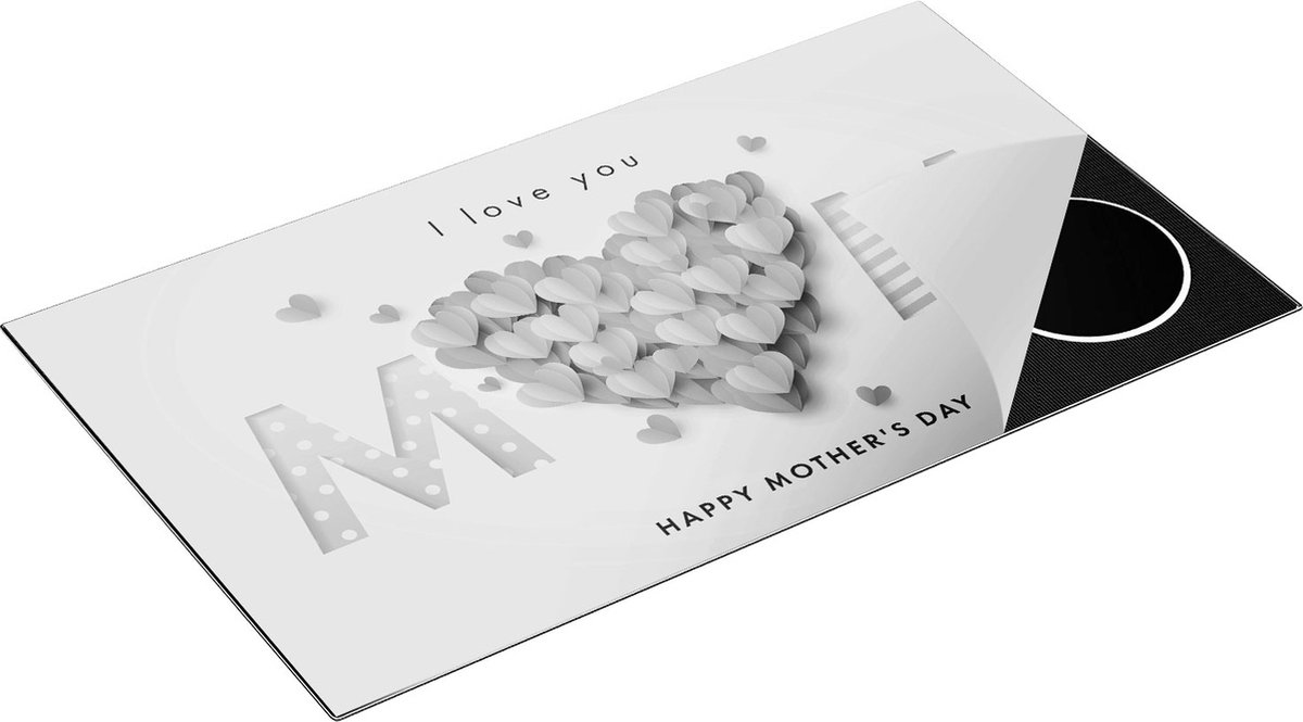 Chefcare Inductie Beschermer I love you mom - Moedersdag - Mama - Zwart Wit - 90x50 cm - Afdekplaat Inductie - Kookplaat Beschermer - Inductie Mat