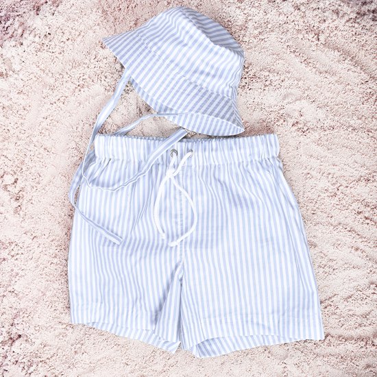 Swim Essentials UV Swimwear Garçons - UV Maillots de bain Garçons - Short - Blauw/ Wit Stripes - 110/116
