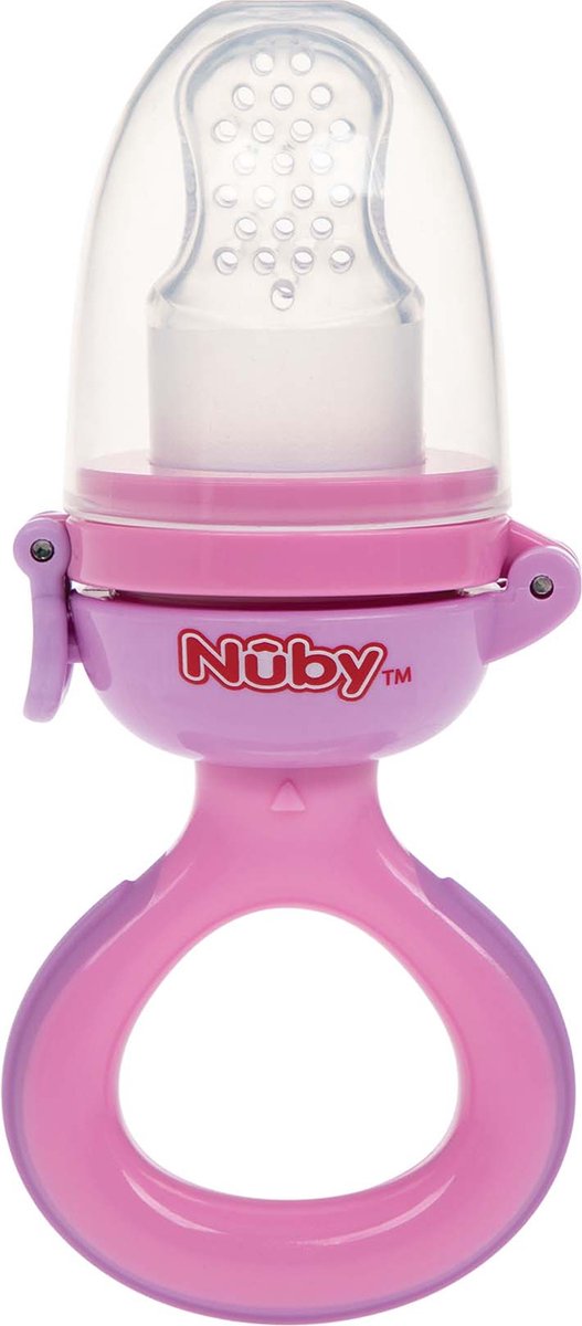 Nuby - Nibbler Sabbelzakje uit silicone - Sabbelzakje voor baby's en peuters vanaf 6 maanden - Nibbler voor fruit en groenten - zonder BPA - Roze