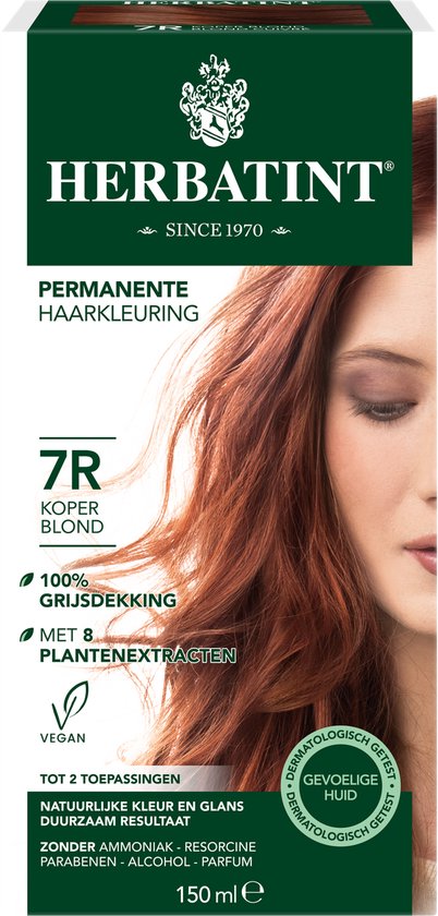 getuigenis Moeras flauw Herbatint 7R Koper Blond - 100% biologische, permanente vegan haarkleuring  - Met 8... | bol.com