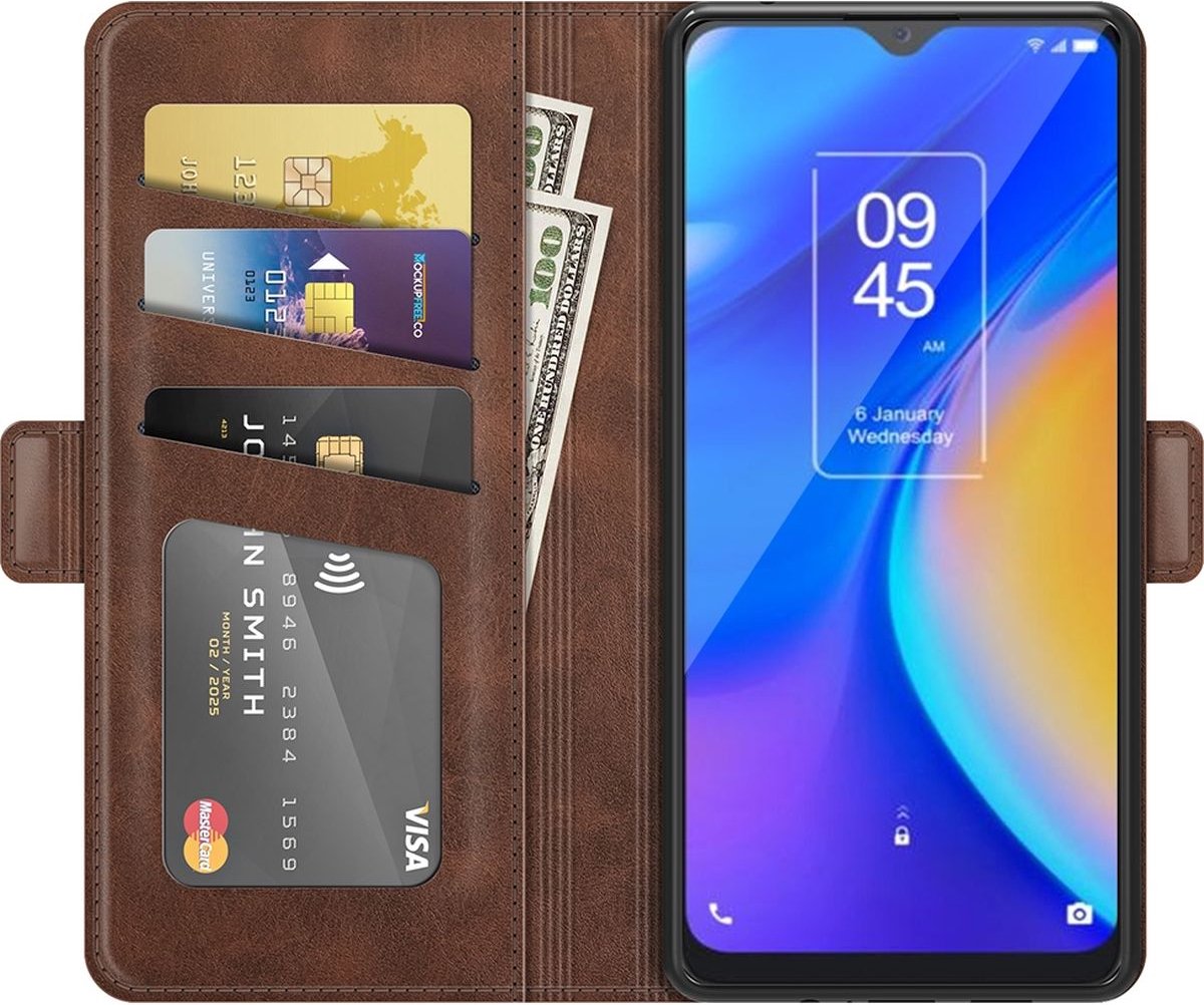 Mobigear Telefoonhoesje geschikt voor TCL 20 SE Hoesje | Mobigear Slim Magnet Bookcase Portemonnee | Pasjeshouder voor 3 Pasjes | Telefoonhoesje voor Pinpas / OV Kaart / Rijbewijs - Bruin — cadeau in Cadeau-ideeën - foto 2