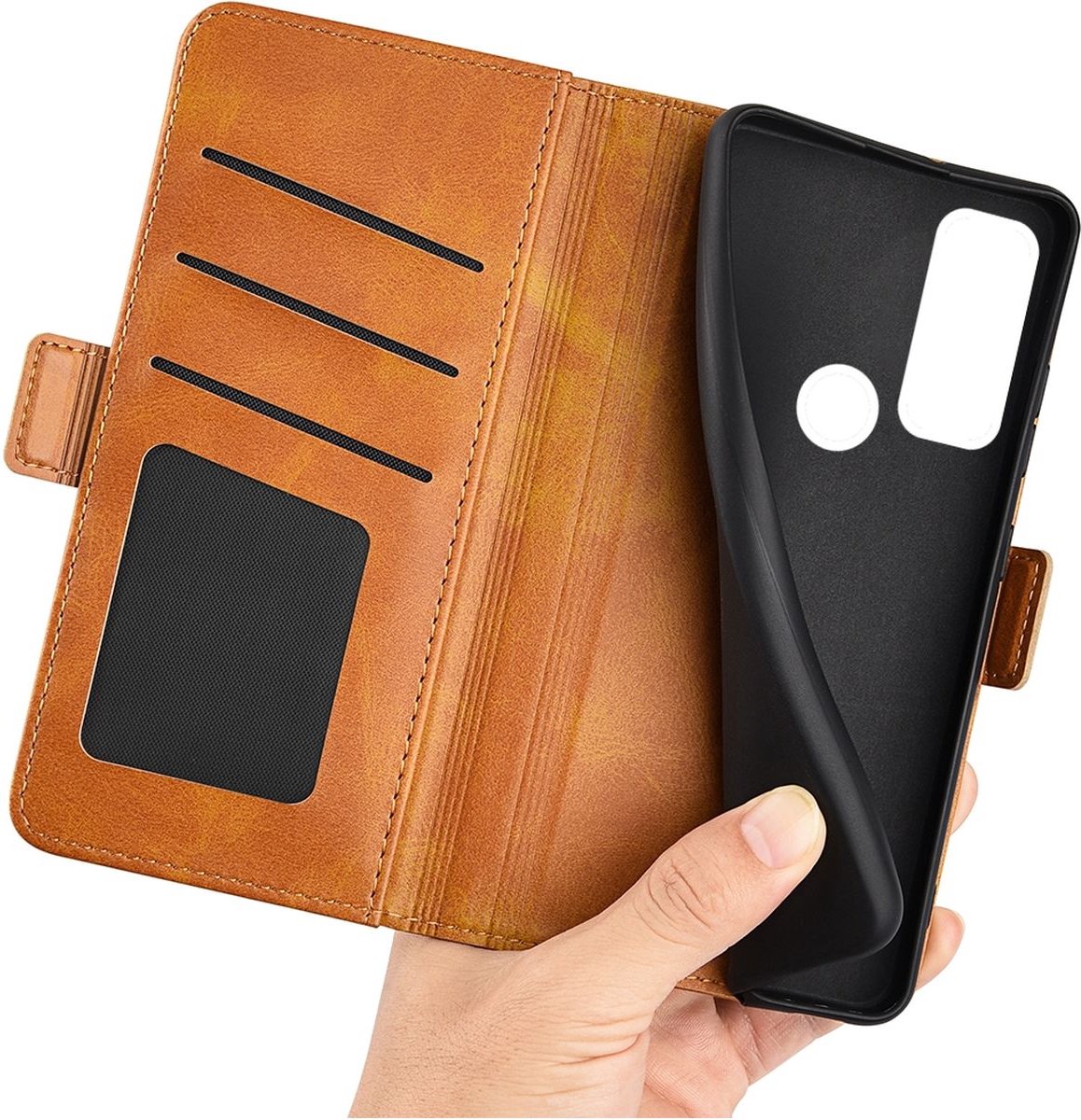 Mobigear Telefoonhoesje geschikt voor TCL 20 SE Hoesje | Mobigear Slim Magnet Bookcase Portemonnee | Pasjeshouder voor 3 Pasjes | Telefoonhoesje voor Pinpas / OV Kaart / Rijbewijs - Rood — cadeau in Cadeau-ideeën - foto 7