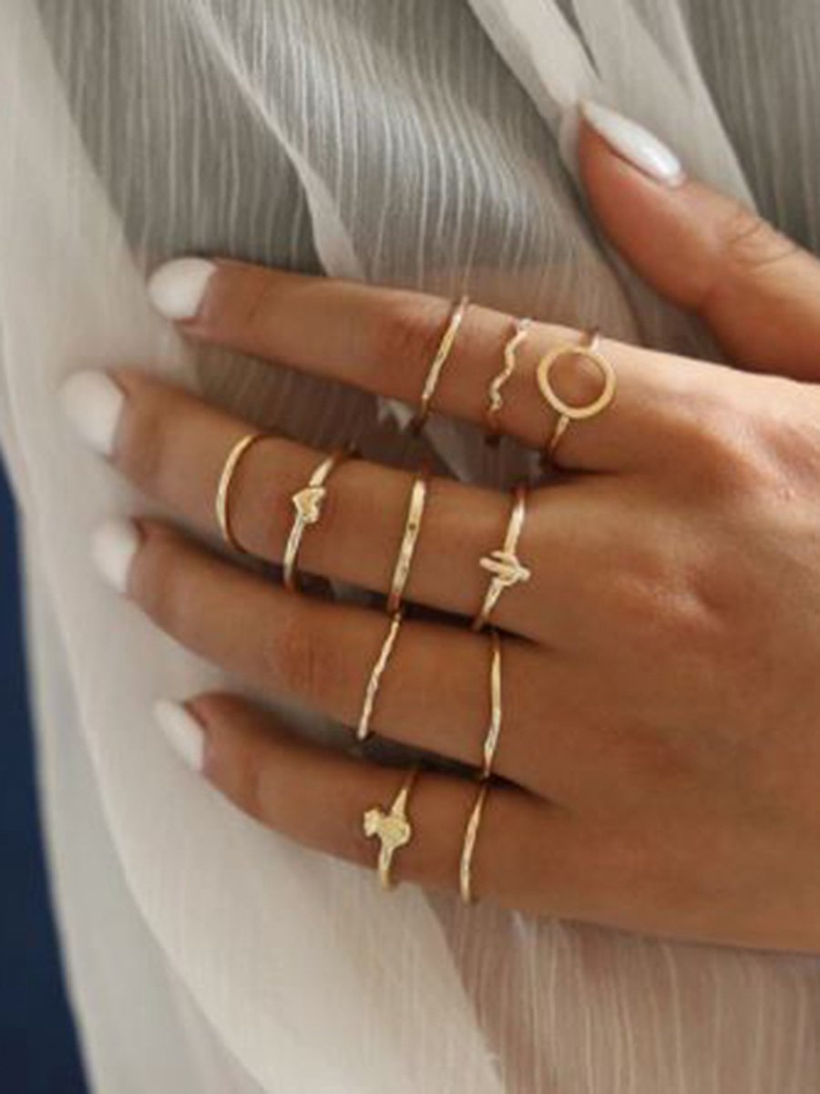 11 delige ringen set minimalistisch goud | bol.com