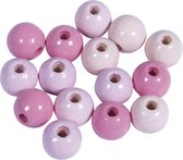 Roze Houten Kralen mix - 8 mm - 84 stuks - gepolijst