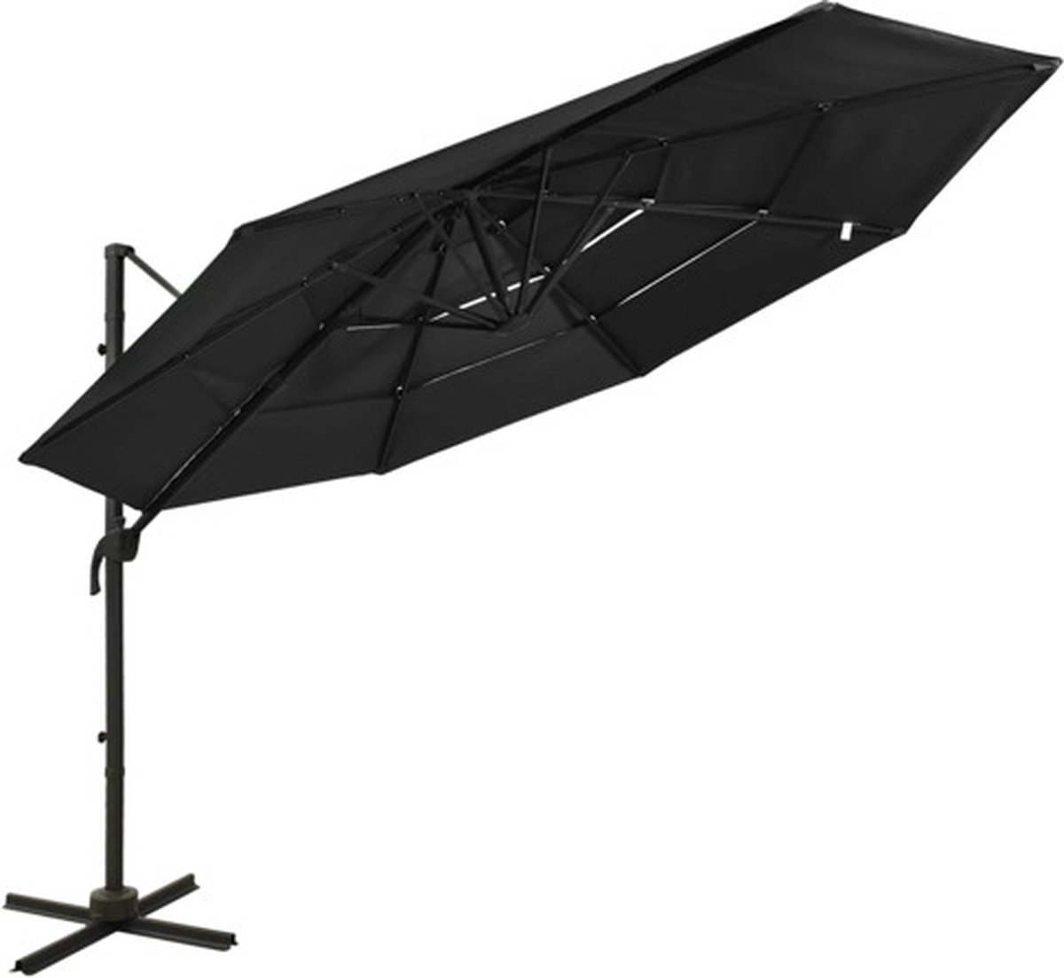 vidaXL Parasol 4-laags met aluminium paal 3x3 m zwart