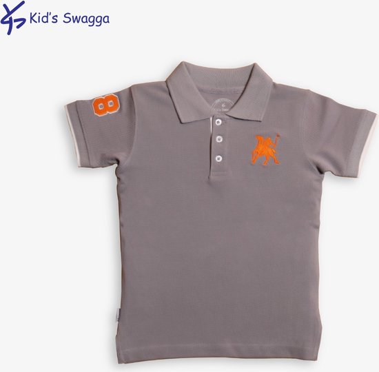 Foto: Comfort care apparel kinder polo shirt grijs oranje baby maat 86