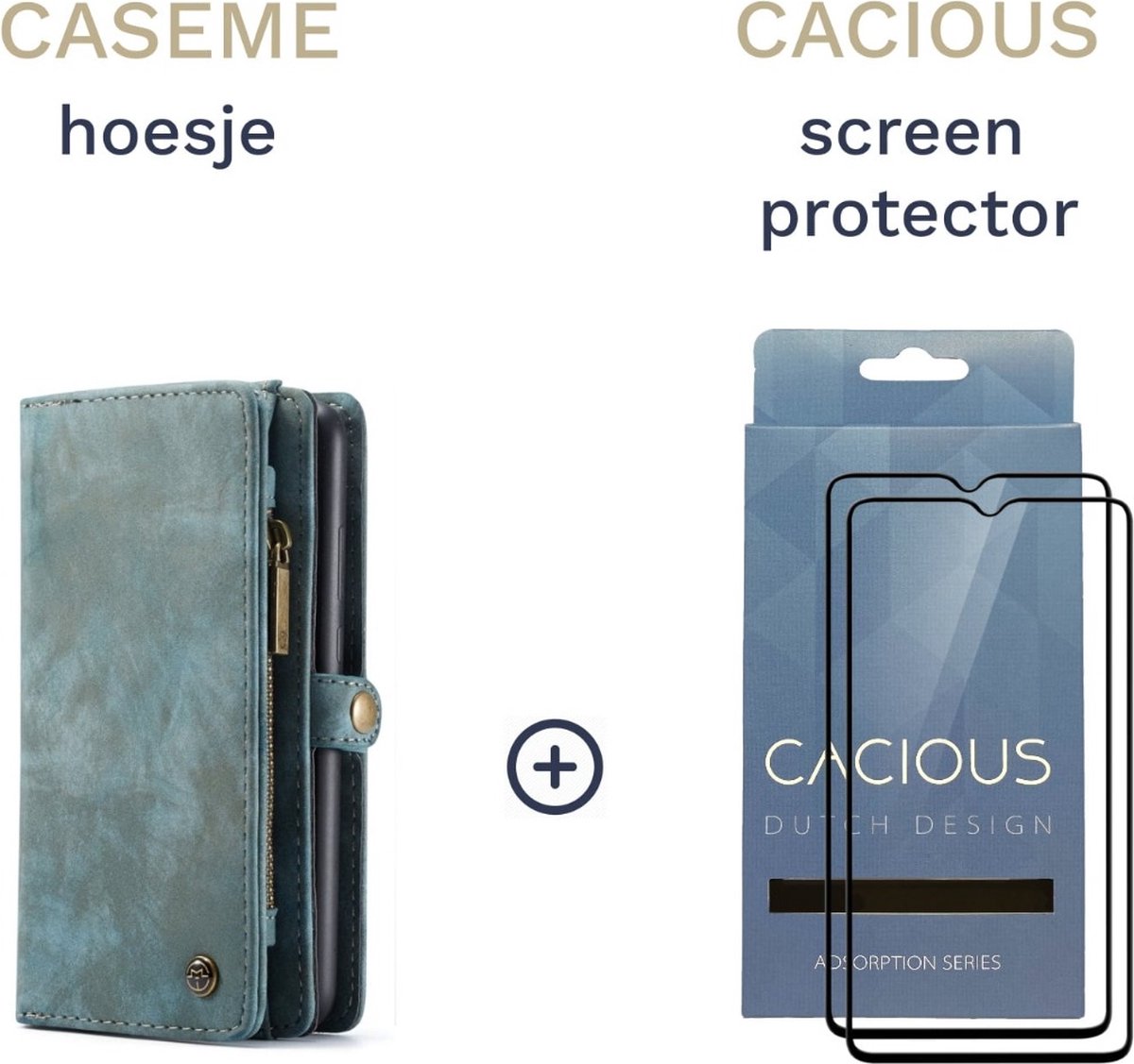 Apple iPhone 13 Portemonnee Hoesje met uitneembare Back Cover - Caseme - Blauw + Cacious Screen Protector