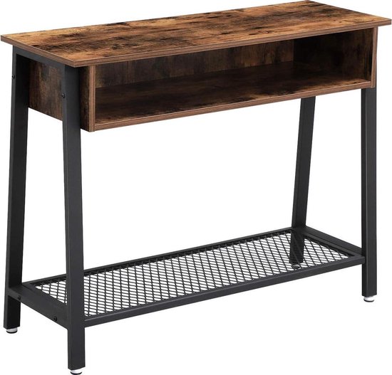 GIANTEX Consoletafel, 3 planken, tv-tafel, bijzettafel in industriële