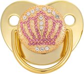 Fopspeen - Schelp - 0 - 18 Maanden - goud / Roze - Silica gel - Luxe fopspeen met diamanten - Baby geschenk - Meisjes fopspeen