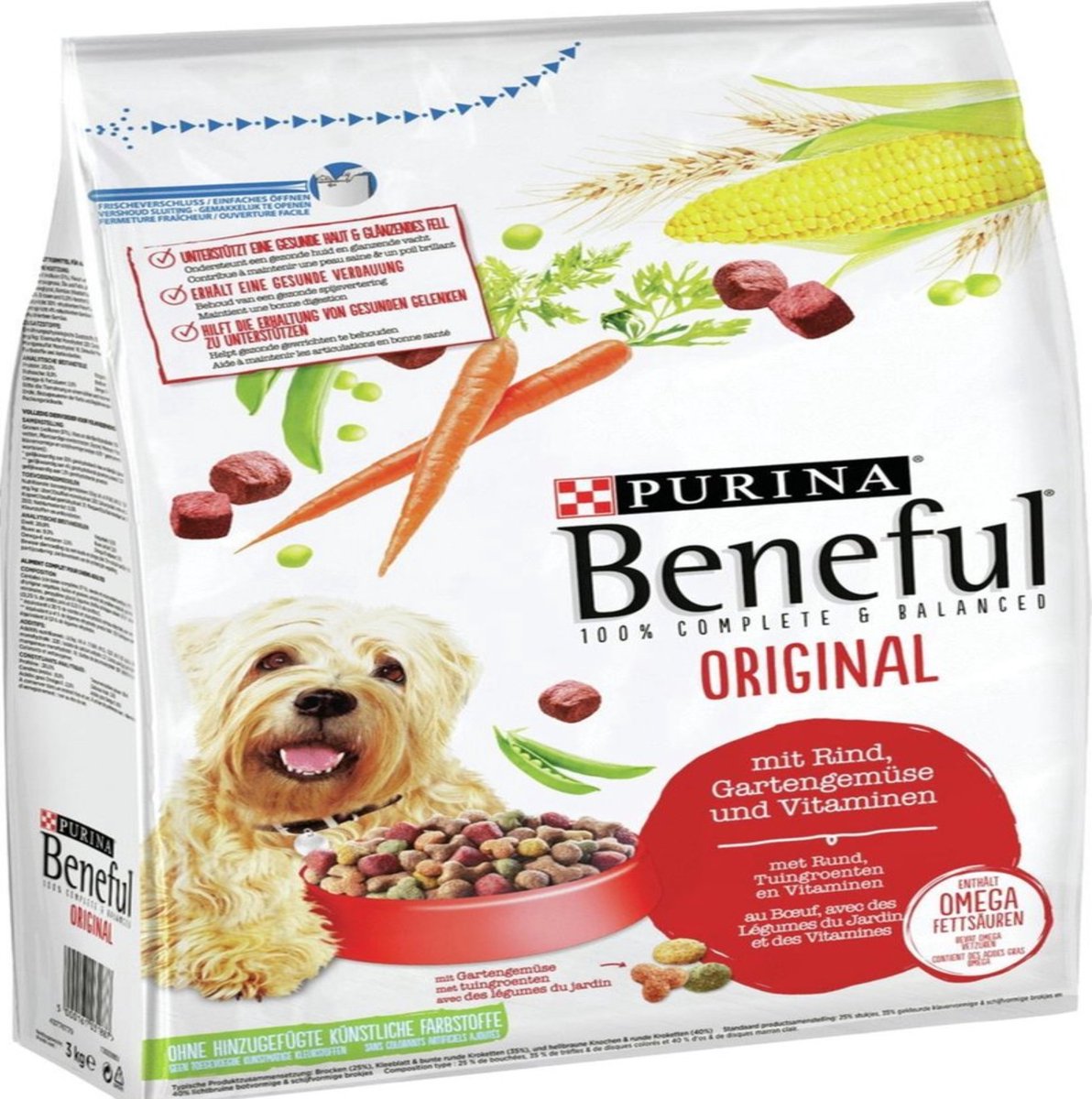 Beneful - Original - Hondenbrokken met Rund, Tuingroenten en Vitaminen - 3kg