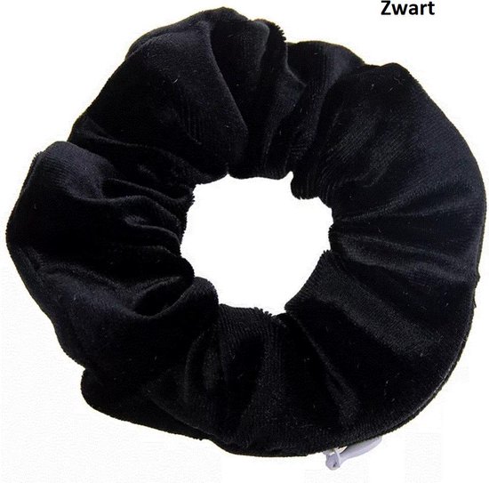 Schrunchie – Haarband – haarband dames – diadeem – scrunchie met rits - Zwart - verberg - Festival / Ibiza
