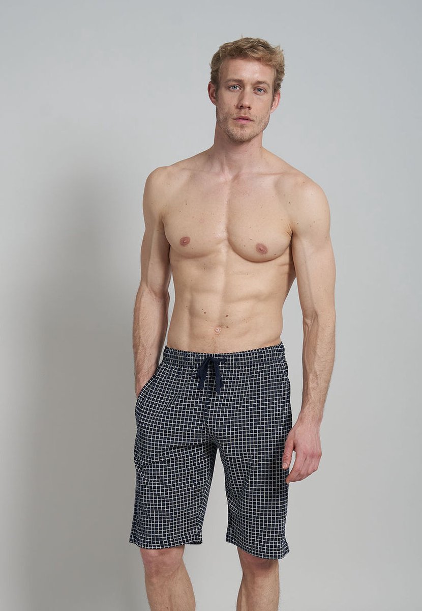 Ceceba heren pyjamabroek kort - donkerblauw met wit geruit