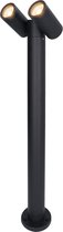 Aspen double LED sokkellamp 60cm - Kantelbaar - incl. 2x GU10 - 2700K Warm wit- IP65- Zwart - Buitenlamp geschikt als padverlichting