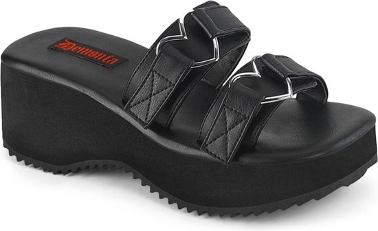 DemoniaCult - FLIP-12 Slippers - US 10 - 40 Shoes - Zwart