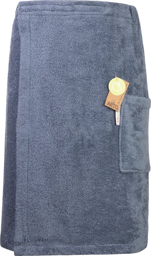 ARTG® Towelzz - Sauna Kilt - Heren -  met klittenband - Spijkerstof Blauw - Jeans Blue - (tot 150 cm heupomvang)