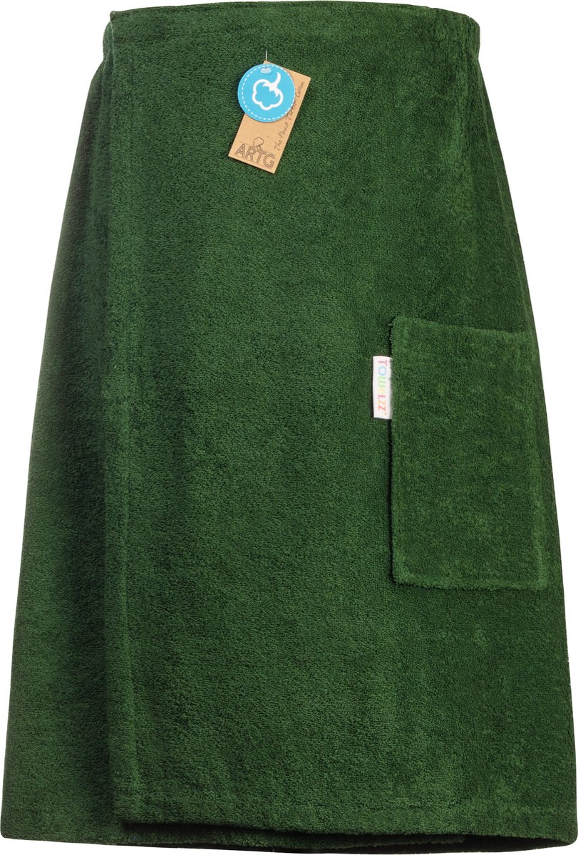 ARTG® Towelzz - Sauna Kilt - Heren - met klittenband - Donkergroen - Dark Green - (omvang tot 150 cm heupomvang)