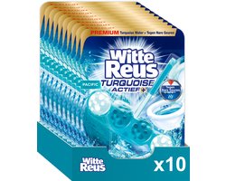 Witte Reus Turquoise Actief Toiletblok - WC Blok - Hygiënisch Schoon – Kalkpreventie - Frisse Geur - Voordeelverpakking - 10 Stuks