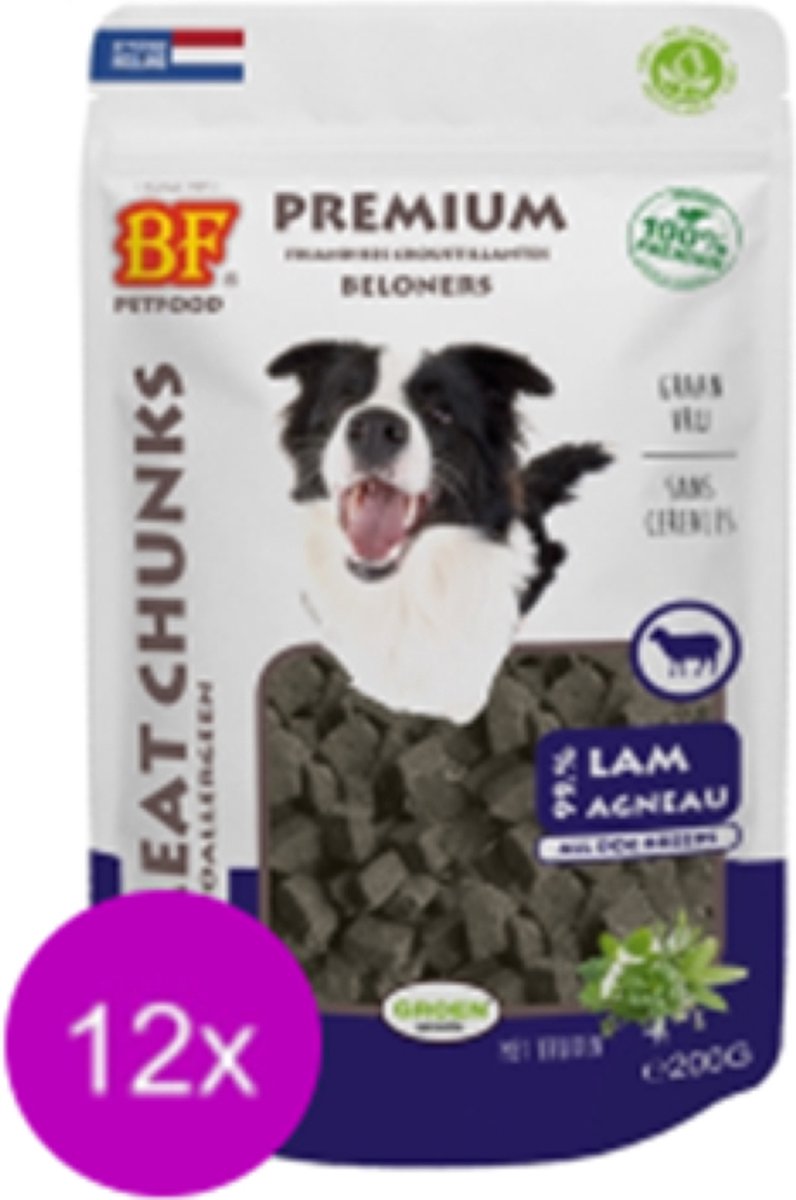12x Biofood Meat Chunks Lam - 100% Mono Proteïne - Hondensnack - 200g
