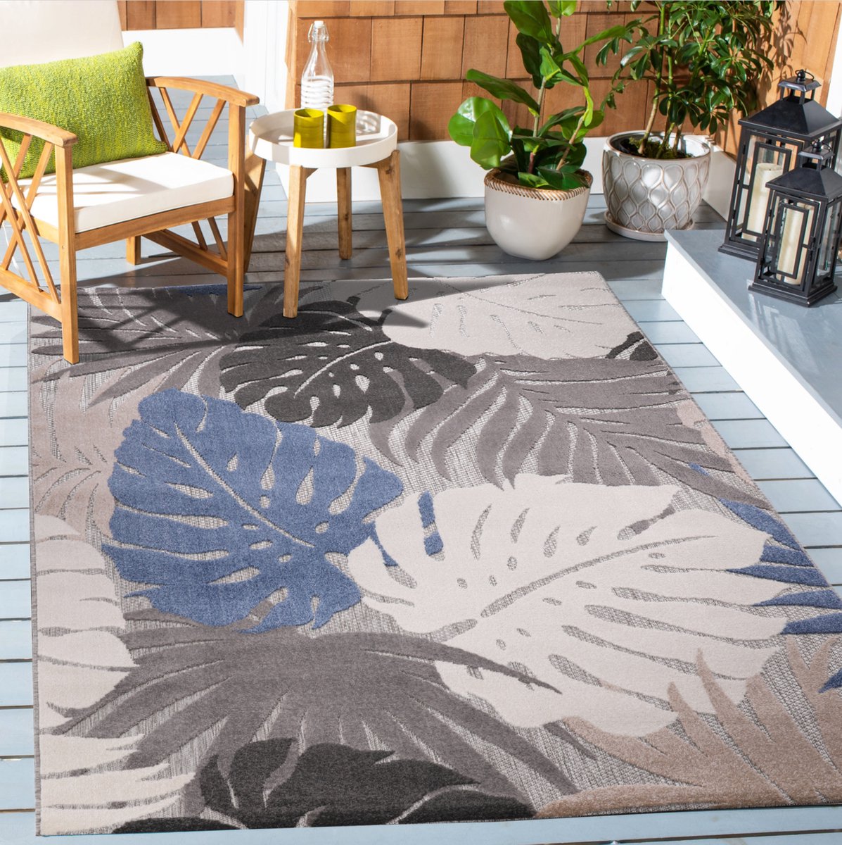 Muratap Floral Outdoor - Buitenkleed Tuin - Weerbestendig Vloerkleed - Beige
