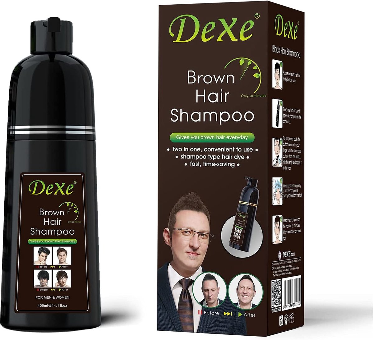 Dexe Brown Hair Shampoo Bottle (400ml)