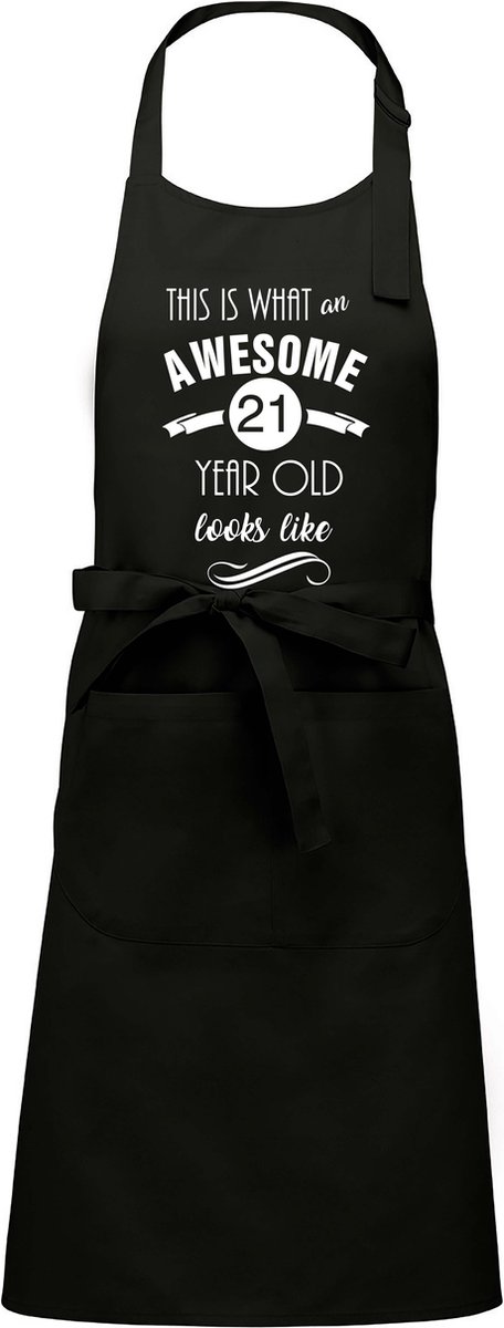 Awesome 21 year - 21 jaar cadeau - keukenschort - BBQ schort - verjaardag - zwart