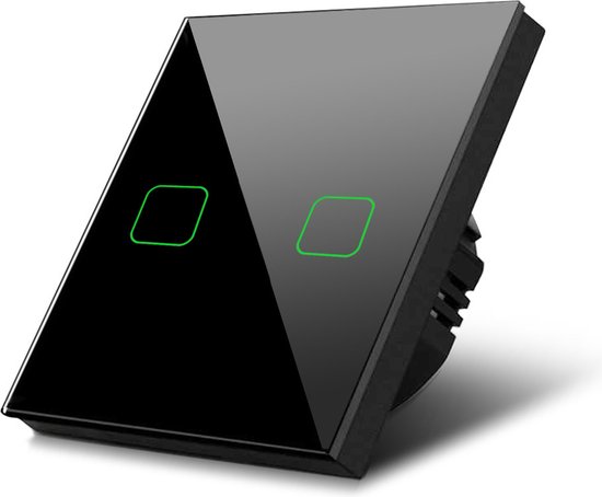 Maclean - Aanrakingsomschakeling Lichtschakelaar Kruisschakelaar Muurschakelaar Trapschakelaar met kleurwijziging LED-achtergrondverlichting Inbouwschakelaar 2-voudig hoekig Zwart