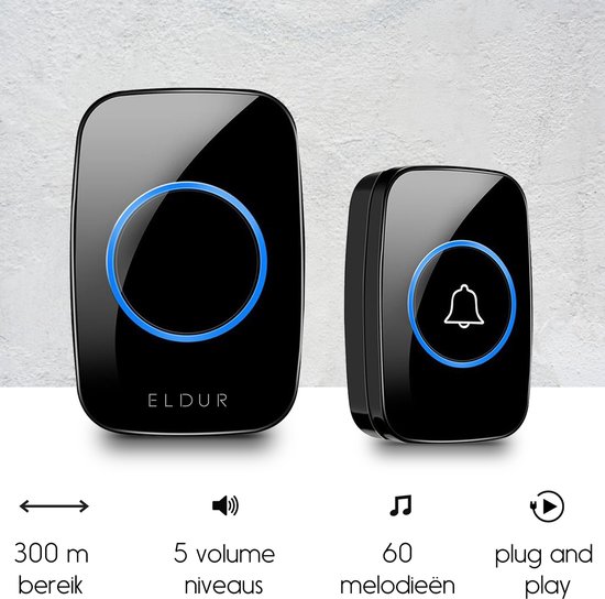 Eldur® Draadloze Deurbel - 2 Ontvangers - Plug & Play Doorbell - Batterij Inbegrepen — afbeelding 5