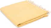 Return to Sender | Sun Yellow - Zachte handgewoven plaid 95 x 190 cm - Duurzaam én hoogwaardig handdoek- Luxe én bewust - hamamdoek - picknick