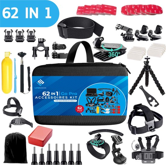 62 in 1 GoPro Kit – GoPro Accessoires – Go pro accessoires – Action Cam– GoPro Hero 10 – GoPro Hero 9 – GoPro Hero 8