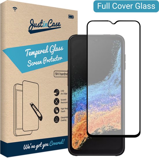 Samsung Galaxy Xcover 6 Pro screenprotector - Full Cover - Gehard glas - Zwart - Just in Case