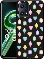 Realme 9 5G Hoesje Zwart Diamonds - Designed by Cazy