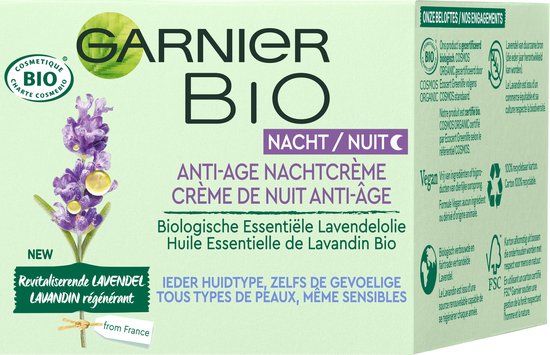 Garnier Bio Anti-Age Lavendel Nachtcrème - 50 ml - Biologische anti-rimpel nachtcrème voor ieder huidtype