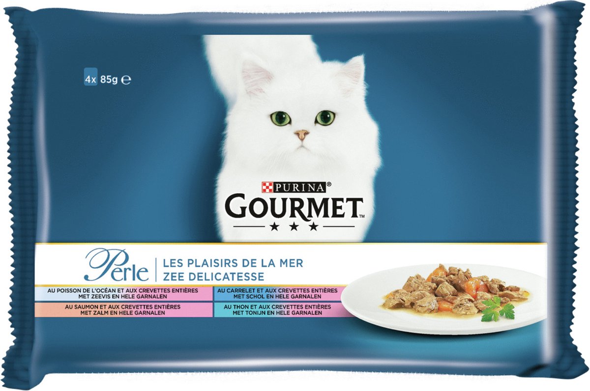 Gourmet Perle Kattenvoer Nat Zee Delicatesse in Saus 4 x 85 gr
