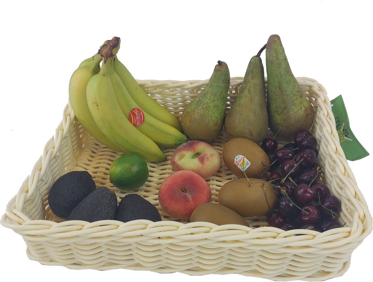 Baskin - Fruitschaal - Robuuste Fruitmand - Handgemaakt - Rechthoekig - 40 x 30 x 10 cm