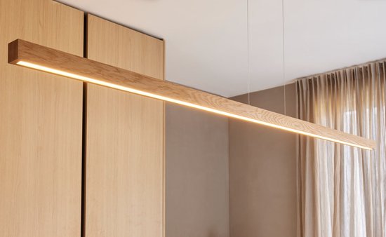 Hanglamp hout - Hanglamp boven kookeiland - ByLum 120 Eiken l 100% massief hout - Minimalistisch design - Hoogte instelbaar - Dimbaar