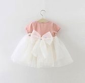 Baby feestjurk - Zomer- Wit – Rose - Princes jurk – Maat 80 (9-12 manden)