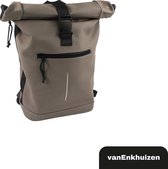 vanEnkhuizen Rolltop Sac à dos avec compartiment pour ordinateur portable 15,6 pouces - 20 litres - Résistant à l'eau et matériau Thermo - Taupe