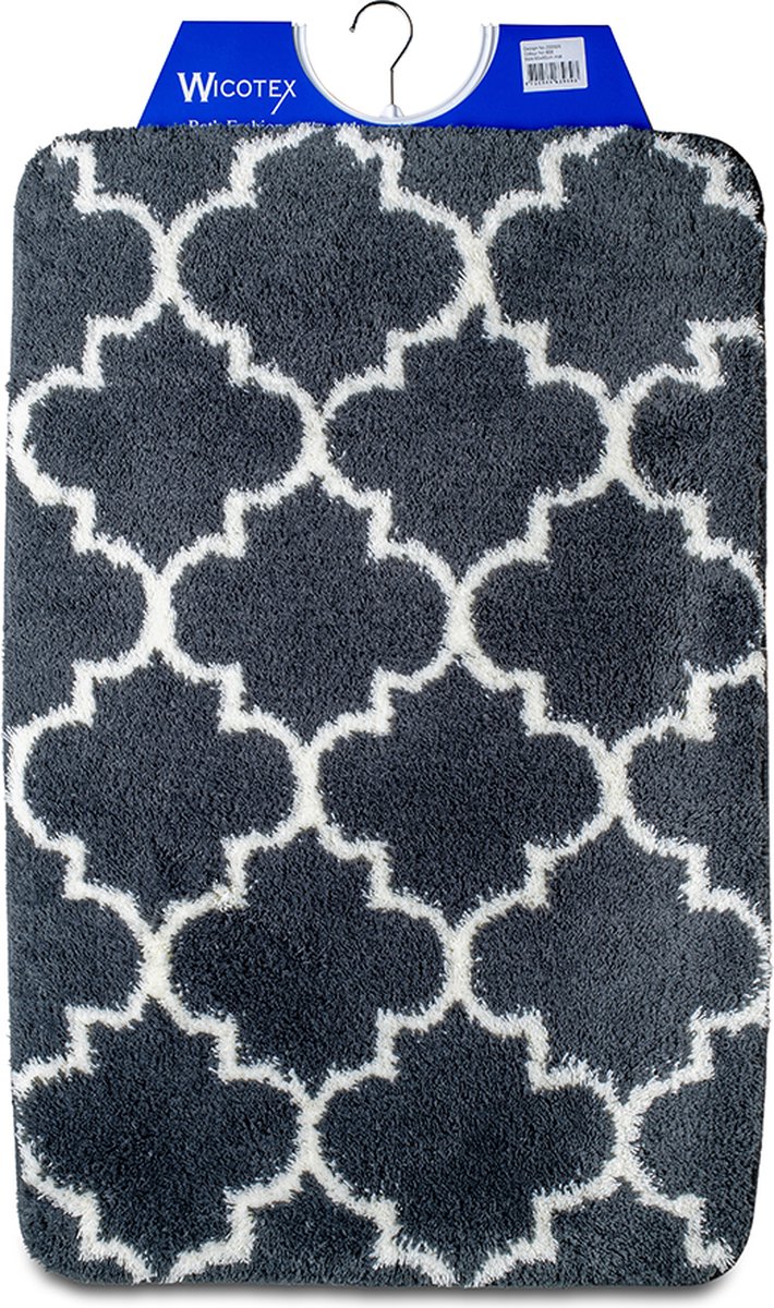Wicotex - Badmat Marseille Antraciet - Badmat - Antislip onderkant - Afmeting 60x90cm