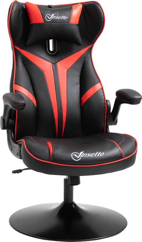 Vinsetto Gaming chair chaise d'ordinateur ergonomique avec fonction d'inclinaison acier rouge 921-358