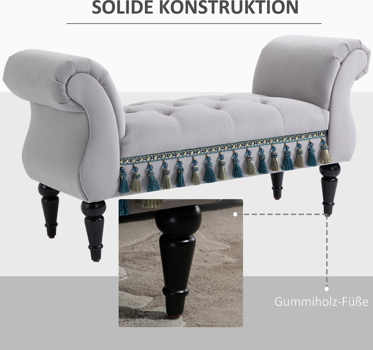 HOMCOM Luxe zitbank gestoffeerde bank populierenhout rubber 831-305