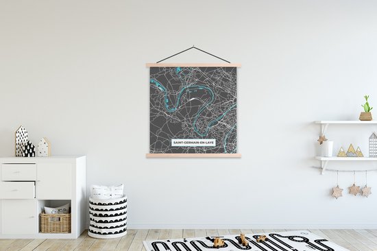 Porte-affiche avec affiche - Affiche scolaire - Saint-Germain-en-Laye - France - Carte - Plan de la ville - Plan - 120x120 cm - Lattes vierges