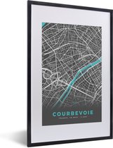 Fotolijst incl. Poster - Courbevoie – Plattegrond – Frankrijk – Kaart – Stadskaart - 40x60 cm - Posterlijst